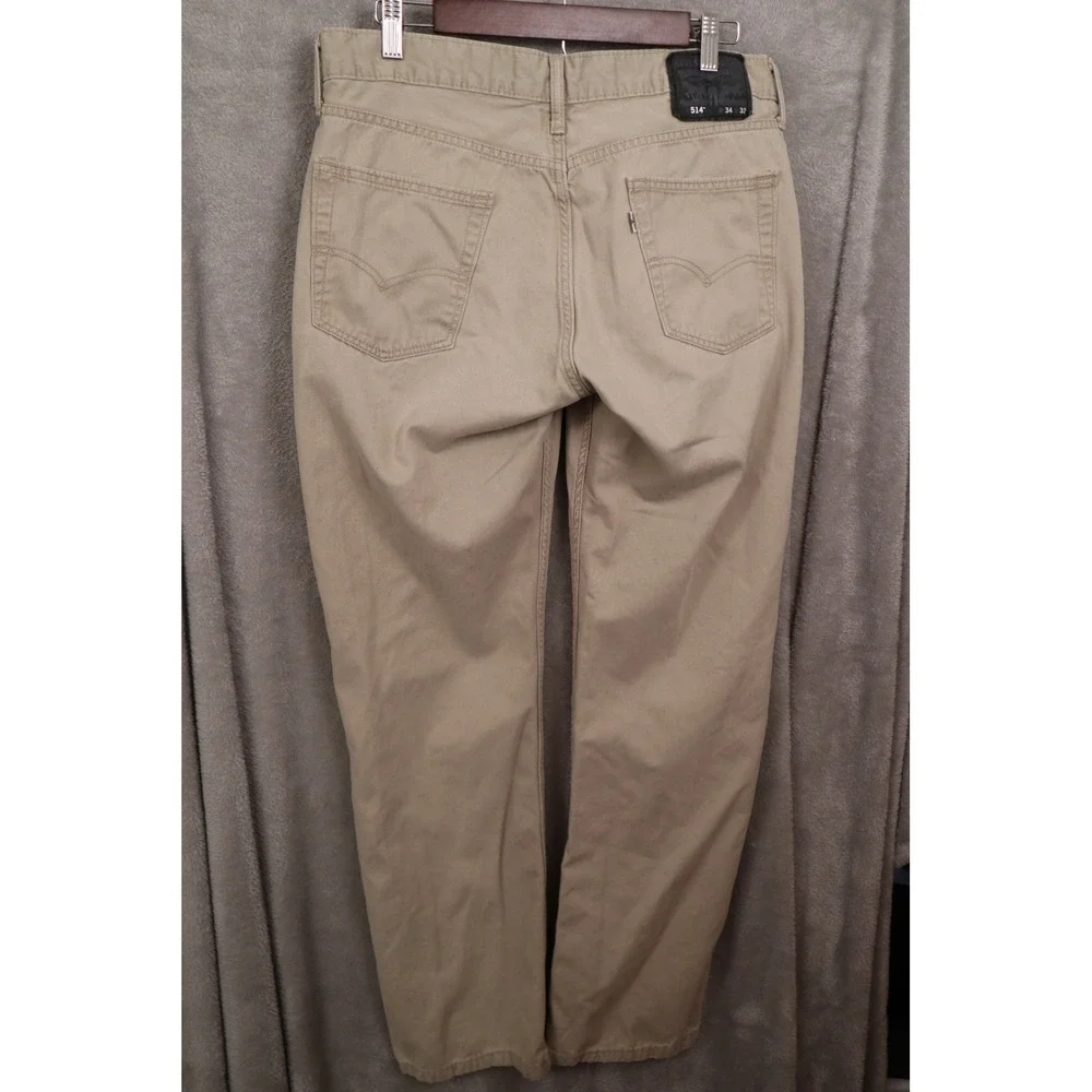 Levis 514 Straight Fit Pants Mens 34x32 Tan Khaki Cotton Twill 00514-0407